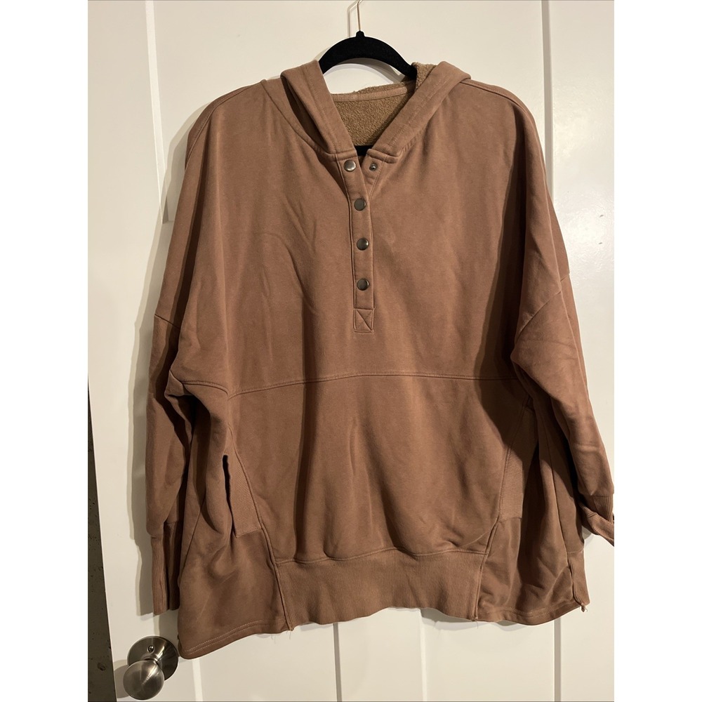 Unbranded Women’s Brown Fleece Snap Button Hoodie Size XL‎